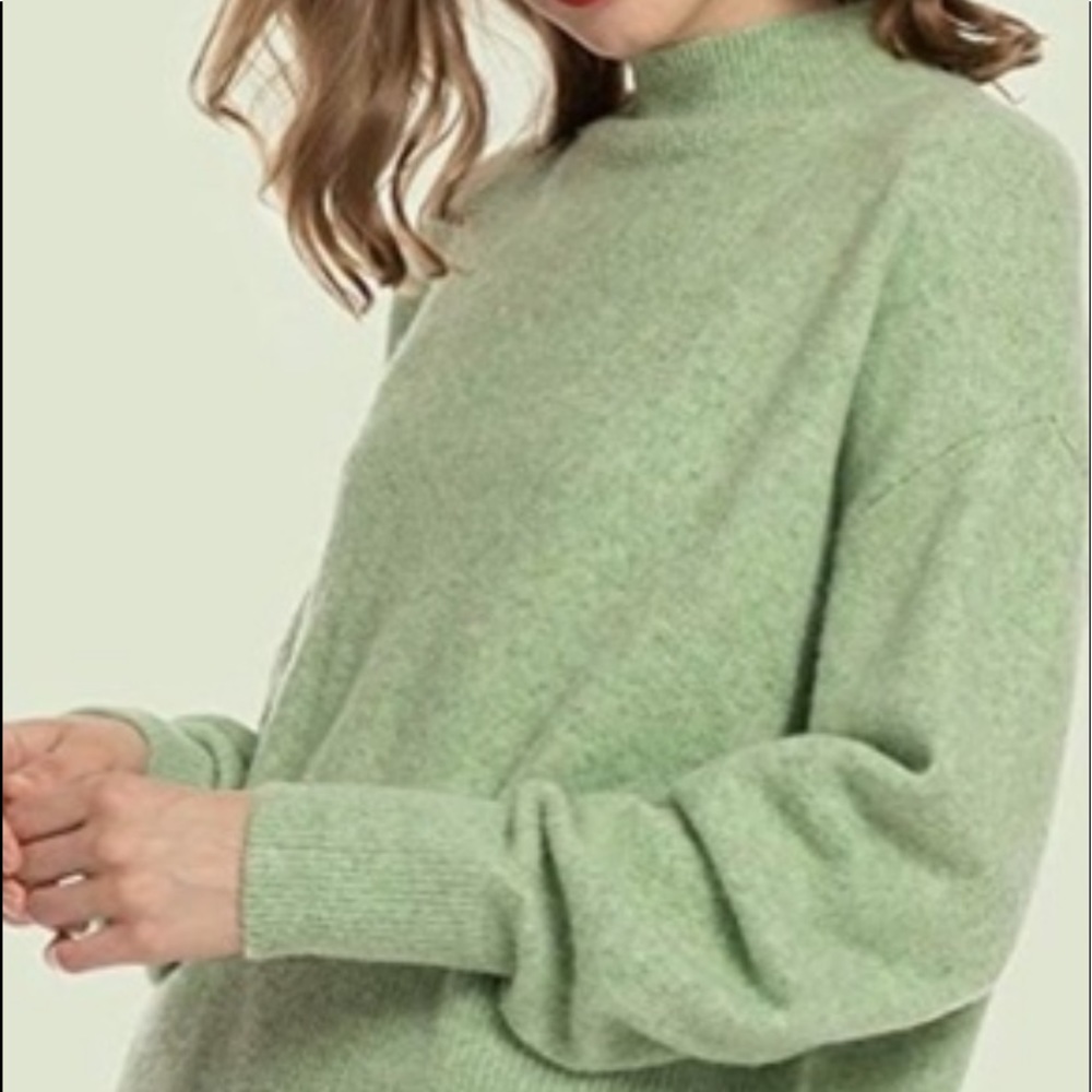 COPY - Woolen Blooms Mock Neck Sweater Apple Green SZ M NWT
